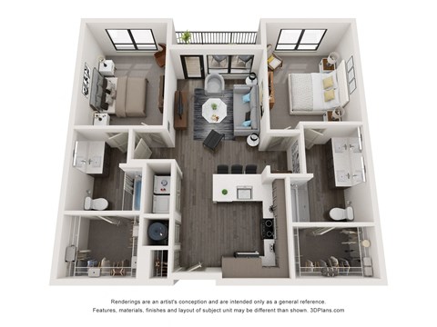 Wilshire 2  Bed   2  Bath   1,051 Sq. Ft. Floor Plan at Chapter at the Streets of St Charles, Missouri, 63303